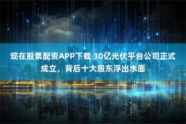 现在股票配资APP下载 30亿光伏平台公司正式成立，背后十大股东浮出水面