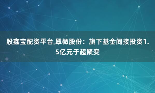 股鑫宝配资平台 翠微股份：旗下基金间接投资1.5亿元于超聚变